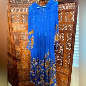 Anthropologie Chiffon Marais Dress in rich blue, size M